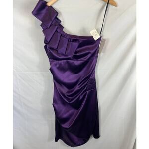 NWT Josh & Jazz Satin One Shoulder Ruched Formal Dress Size 11/12